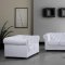 White Top Grain Italian Leather Ultra Modern 3PC Living Room Set
