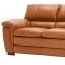 Cognac Full Leather Modern Living Room Sofa & Loveseat Set
