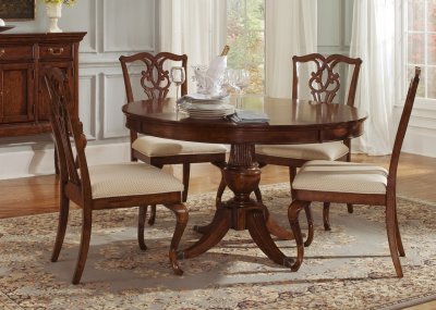  Dining Table  on Cinnamon Finish Round Classic Dining Table W Pedestal Leg At Furniture