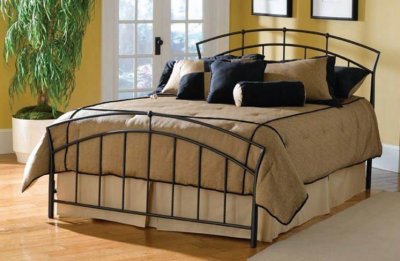 Modern Metal Furniture on Modern Dark Metal Bed W Wood Sprung Bed Frame At Furniture Depot