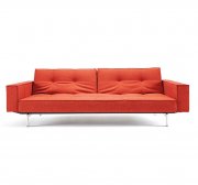 Splitback Sofa Bed w/Arms & Steel Legs in Orange by Innovation