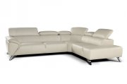Tesla Sectional Sofa in Beige Premium Leather by J&M