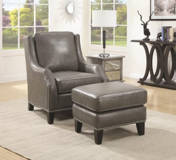 902408 Accent Chair w/Ottoman in Grey Bonded Leather by Coaster