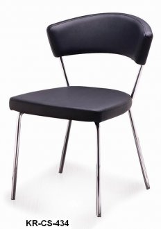 Set of 4 Black Bicast Modern Dining Chairs w/Chromed Frame