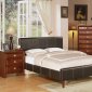 Brown Faux Leather Contemporary Bed w/Optional Casegoods