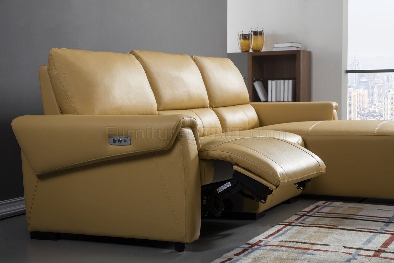 S275 Power Motion Sectional Sofa Mustard Leather Beverly Hills