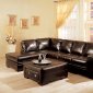 Dark Brown Bycast Leather Sectional Sofa w/Storage Ottoman