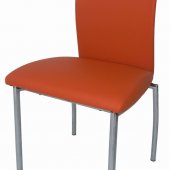 Orange Bonded Leather Set of 4 Modern Dining Chairs