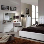 Athens Upholstered Bed in White by AtHomeUSA w/Options