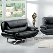 Contemporary Black Leather Living Room 7040 Sofa w/Options