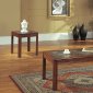 Traditional Walnut Coffee Table 3PC Set w/Patterned Tile Tops