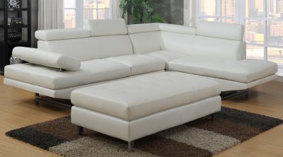 G147 Sectional Sofa in White Bonded Leather by Glory