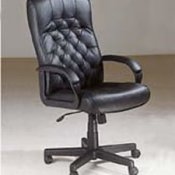 Black Leatherette Modern Office Chair With Button Tufted Back