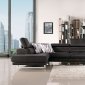 Black Fabric Modern Sectional Sofa w/Adjustable Headrest