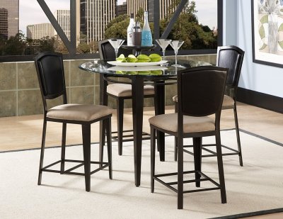 Black Baby Furniture Sets on Black Metal   Glass Top Modern 5pc Counter Height Dining Set At