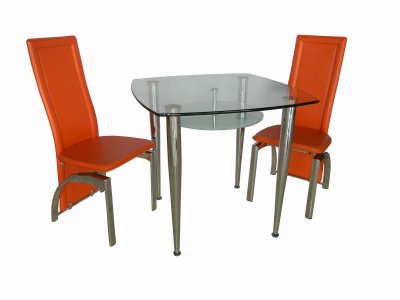 Square Dining Room Table on Glass Top   Metal Legs Modern Square Dining Table At Furniture Depot