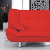 Red Faux Leather Contemporary Sofa Bed