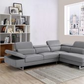 Barts Sectional Sofa in Gray Leather by Beverly Hills