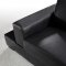 Black Leather Modern U-Shape Sectional Sofa w/Ottoman