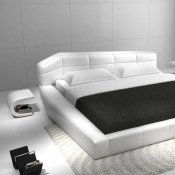 Dream Bed in White Bonded Leather by J&M w/Optional Nightstands