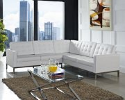 Loft L-Shaped Sectional Sofa in White Leather by Modway