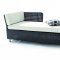 Black Modern Patio Sectional Sofa w/White Cushions