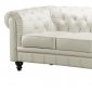 White Leather Elegant Living Room W/Tufted Backs&Curved Armrests