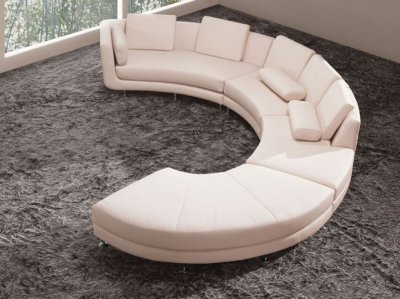 A94 4PC Sectional Sofa Set w/Ottoman in White Bonded Leather