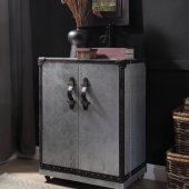 Brancaster Wine Cabinet 97802 Antique Ebony Leather by Acme