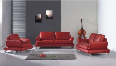 Inexpensive Living Room Furniture Sets on Modern Red Leather Living Room Set At Furniture Depot