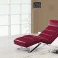 Red Bonded Leather Modern Chaise Lounger w/Chrome Legs
