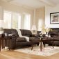 Brown Faux Leather Contemporary Living Room w/Pillow Top Arms