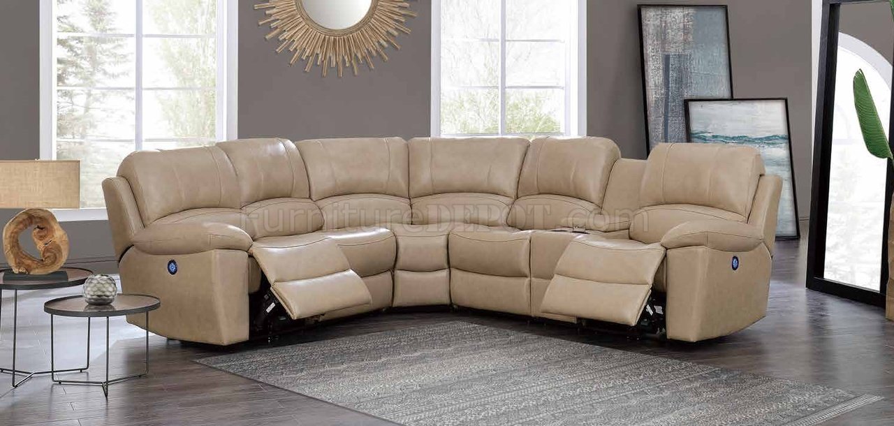 U15026 Power Motion Sectional Sofa Tan Bonded Leather by
