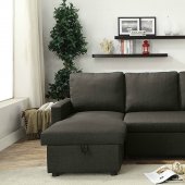 Hiltons Sectional Sofa w/Sleeper 52300 in Charcoal Linen by Acme