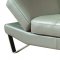 Grey Full Leather Modern Sectional Sofa w/Steel Legs