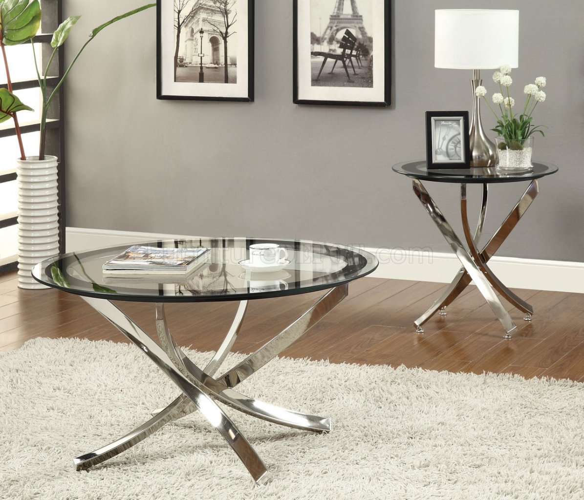 702588 Coffee Table 3pc Set By Coaster W Glass Top