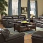 Dark Brown Full Leather Transitional Style Sofa & Loveseat Set