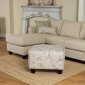 Cream Fabric Reversible Modern Sectional Sofa w/Optional Ottoman