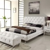 Maria White Bedroom w/Tufted Leatherette Bed & Options