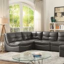 Libbie Sectional Sofa CM6456 in Gray Breathable Leatherette