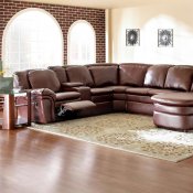 Burgundy Bonded Leather Reclining Sectional w/Console Unit