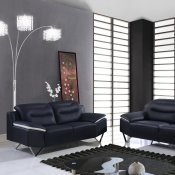 U7181 Sofa Black & White Leather by Global w/Options