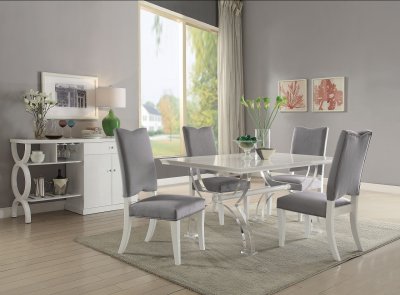 Martinus White High Gloss Dining Table 74720 by Acme w/Options