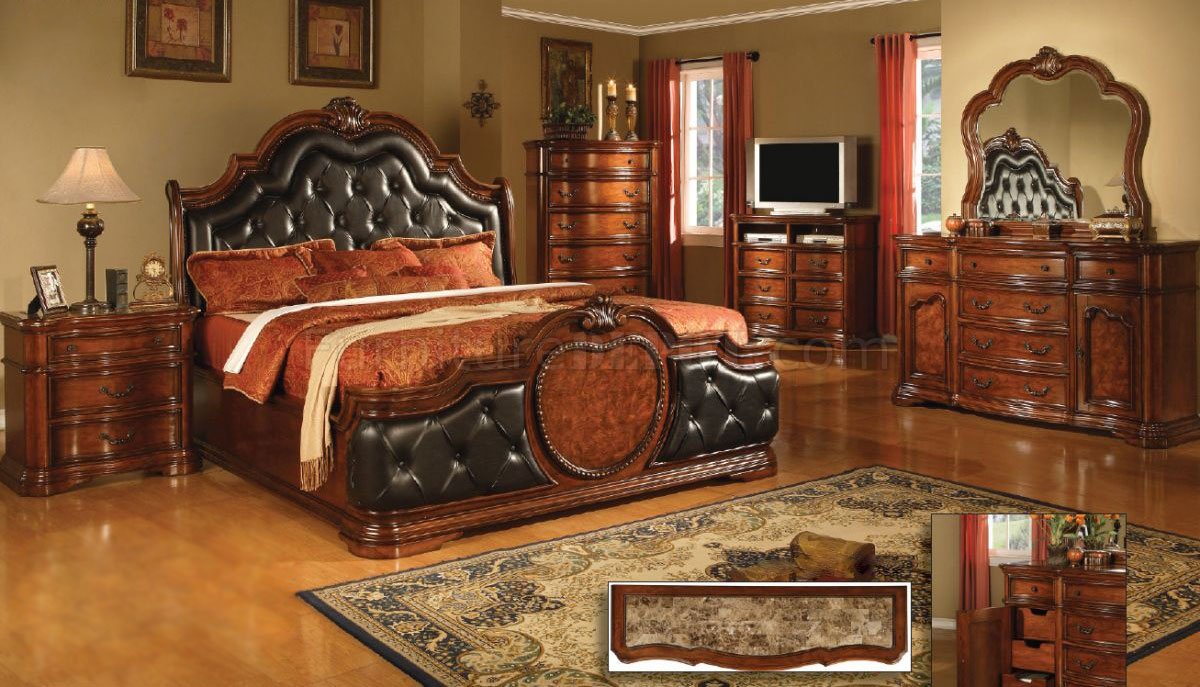 Antique Style Cherry Finish Classic Bedroom W Optional Casegoods