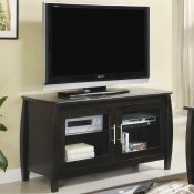 Cappuccino Finish Modern TV Stand w/Double Glass Doors