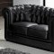 Black Leather Ultra Modern 3PC Living Room Set w/Wood Legs