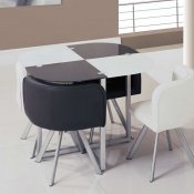Two-Toned Black & White 5Pc Dinette Set W/Triangle Chairs