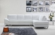 Vanity Sectional Sofa in White Leather by VIG w/Metal Legs
