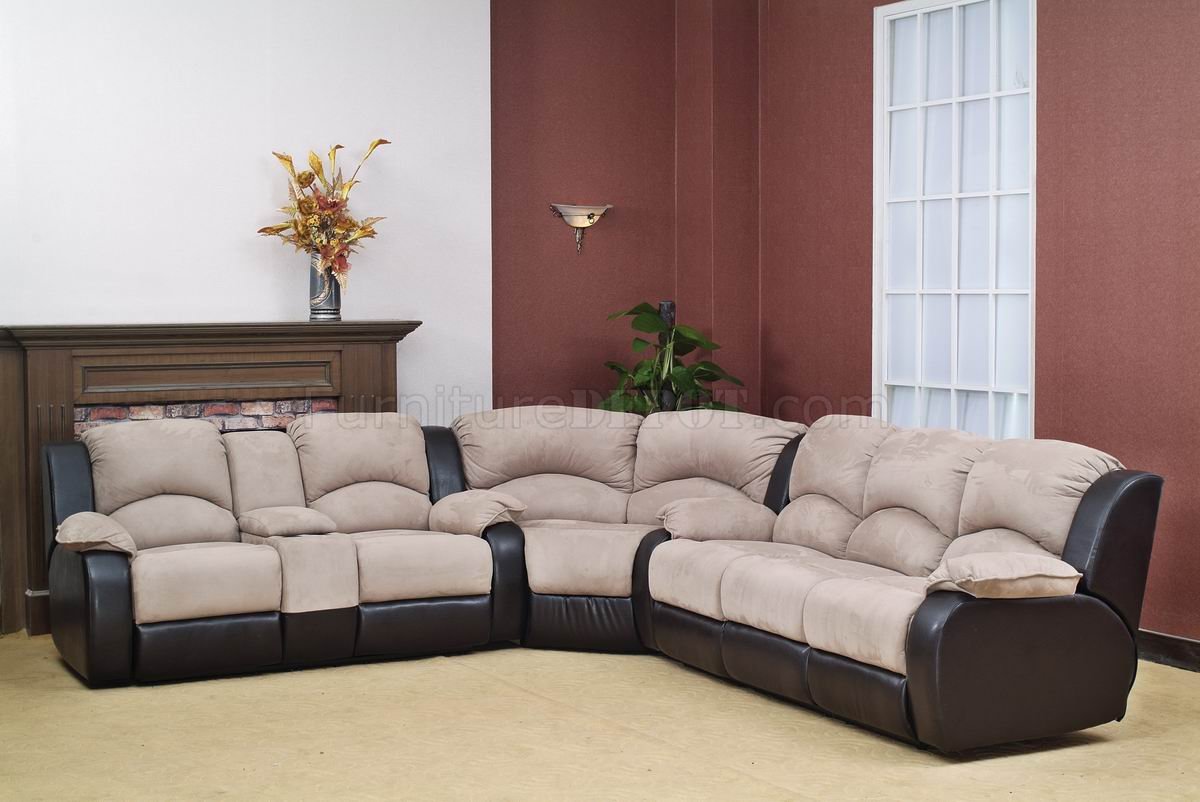Beige Fabric Modern Reclining Sectional Sofa w/Optional Chair