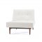 Splitback Sofa Bed in White w/Arms & Wooden Legs by Innovation